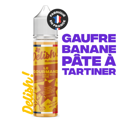 E-liquide Delish Le Gourmand 50ml - Gaufre Banane Pate à Tartiner - PG/VG 70/30
